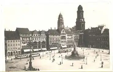 Dresden Altmarkt mit Strassenbahn und Germania *ca. 1940