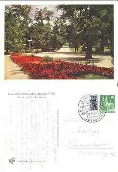 Stuttgart Gartenschau 1950 große Parkwiese mit Werbestempel o 29.8.1950