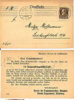 München Drucksache Frauenkriegshilfs Lose o 8.5.1918