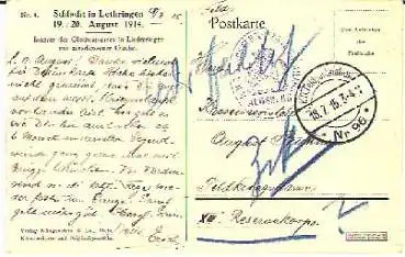 Augsburg Feldpost K.B.5. Landsturm-Infantr. Batallon o 18.7.15 auf AK