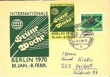 Berlin  Internatinale Grüne Woche 1970 mit Sonderstempel