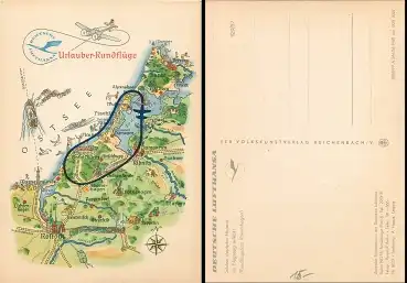 Alfred Hoppe 8027 Graal-Müritz Fischland Dars Werbekarte Lufthansa Rundflug Künstlerkarte  *1958