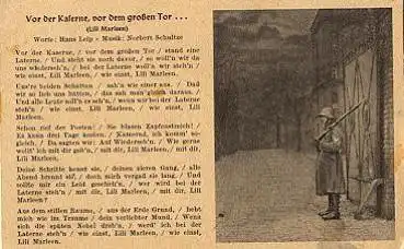 Militaer, 2. WK., Lieder,  vor der Kaserne, vor dem großen Tor, Lilli Marleen, o 28.12.43