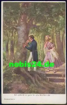 Schubert Lieder "Ich schnitt es gern" Künstlerkarte *ca. 1920