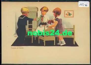 Besuch Käthe Kruse Puppen Künstlerkarte A. Wagner *ca. 1940