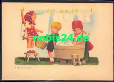 Wäsche  Käthe Kruse Puppen Künstlerkarte A. Wagner *ca. 1940