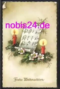 Weihnachten Glückwunsch Kerzen Noten o ca.1955