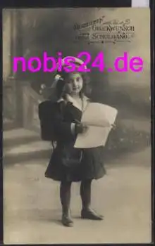 Erster Schulgang Glückwunschkarte Mädchen *ca.1920