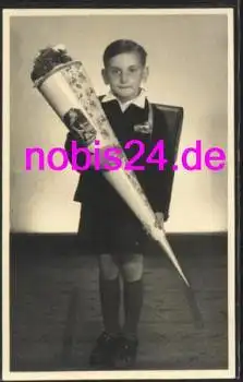 Erster Schulgang Glückwunschkarte Zuckertüte *ca.1950