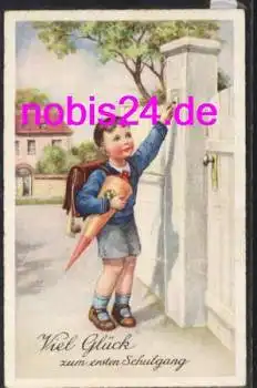 Erster Schulgang Glückwunschkarte Zuckertüte *ca.1930