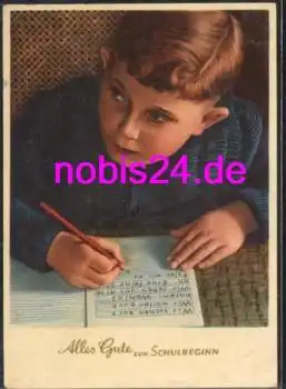 Glückwunsch zum Schulbeginn Junge *ca.1955