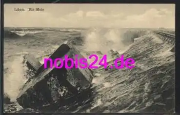 Libau - Die Mole - Sturmflut *ca.1920