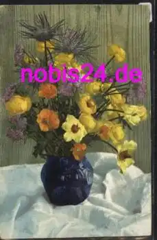 Blumen - bunter Strauß in Vase *ca.1935