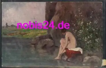 Frau beim Baden Künstlerkarte Andersen *ca.1920