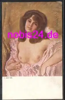Akt - Erotika Frau mit freier Brust Künstlerkarte  *ca.1910