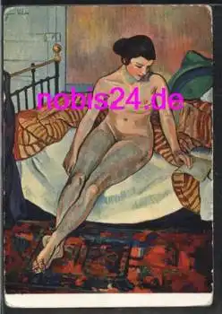 Erotika  nackte Frau auf Bett *ca.1960