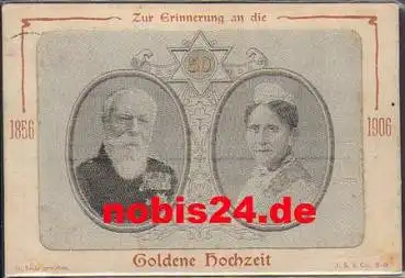 Baden Großherzog Friedrich und Großherzogin Luise Goldene Hochzeit Seidenkarte *1906