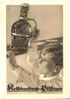 Bierwerbekarte mit Kind Ketschenburg Pilsener  * ca. 1930