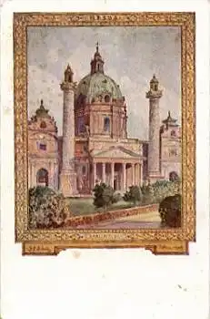 Wien Karlskirche Künstlerkarte Anlasskarte * 1928