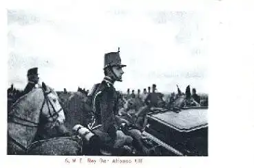 Spanien König Don Alfonso XIII. auf Pferd reitend * ca. 1910