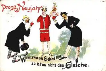 Neujahrs Männer überreichen Frau ein Herz o 31.12.1927