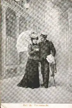 Frau und Mann mit Schirm * ca. 1910