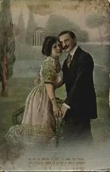 Kuss Liebespaar Prägekarte o 30.5.1913