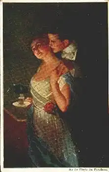 Kuss "An der Pforte des Paradieses" Liebespaar mit Kerze * ca.1910