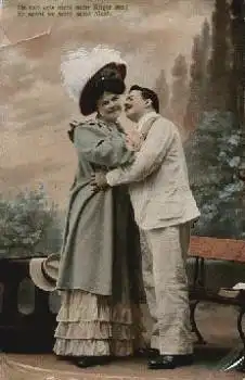 Mann gibt Frau Kuss seine süsse Maus, o 23.3.1909