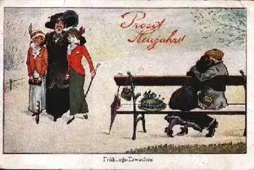 Frühlingserwachen Küssendes Paar Frau mit jungen Mädchen o 1.1.1926