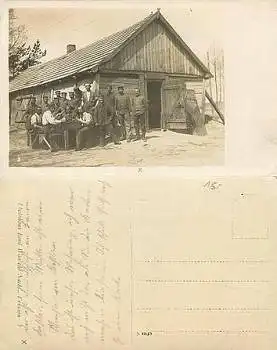 Kriegsgefangene beim Skat spielen Echtfoto gebr. ca. 1920