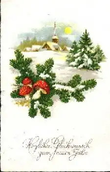 Pilze Fliegenpilze mit Tannenzweigen o 31.12.1932