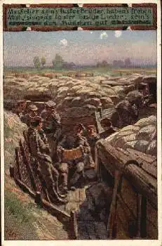 Schützengraben Künstlerkarte Paul Hey, gebr. 28.6.1917