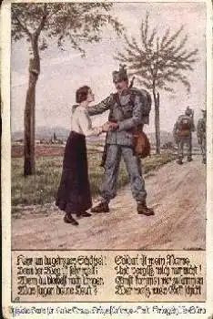 1. WK. Abschied Soldat von Frau Künstlerkarte Kutzer *ca. 1915