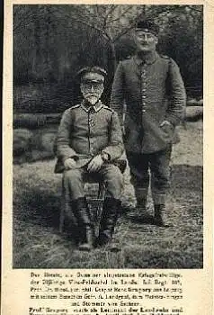 Militär 1.WK. Professor Gregory ältester Soldat mit Burschen  *ca.1915