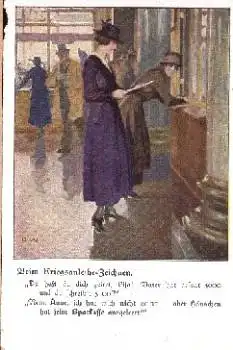 Beim Kriegsanleihe Zeichnen Künstlerkarte Wennerberg  B. W. * ca. 1915