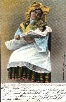 Glückwunsch zur Geburt Frau mit Kind im Arm o 26.5.1905
