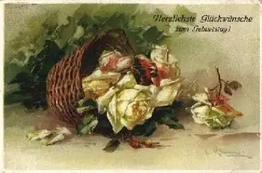 Rosenstrauß, Künstlerkarte Catharina Klein gebr. ca. 1920