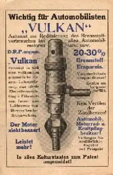 Kfz Automobilisten Vulkan Brennstoffreduzierung Werbekarte * ca. 1920