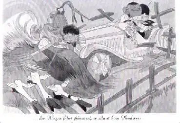 Unfall Humorkarte Auto fährt in Heuhaufen * ca. 1960