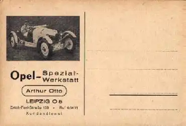 Opel-Spezialwerkstatt PKW Werbung, Leipzig, * ca. 1930