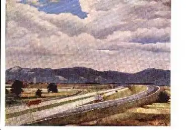 Reichsautobahn Straßen Adolf Hitlers Künstlerkarte WA Dreieck Mannheim *ca. 1935
