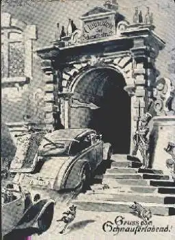 Auto führt auf Treppe Clubschloss Schnauferlbrücke * ca. 1930