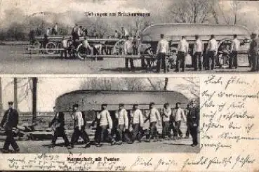 Militär Pioniere Übungen am Brückenwagen Mannschaft mit Ponton o 16.4.1907