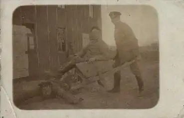 Deutsche Soldaten mit Schubkarre  1.WK.  Echtfoto *ca. 1915