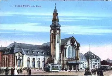 Luxembourg Gare Bahnhof Straßenbahn * ca. 1920