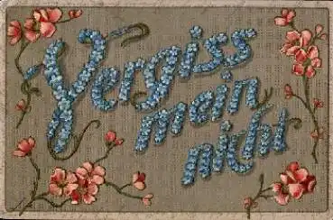 Vergißmeinnicht als Worte geschrieben Prägekarte o 30.6.1910 Bahnpost Erfurt - ...hausen Zug 280