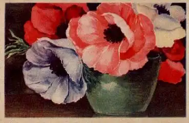Mohnblumen in grüner Vase gebr. ca. 1920