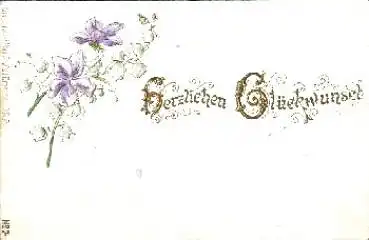 Veilchen mit Maiglöckchen, Prägekarte, * ca. 1900