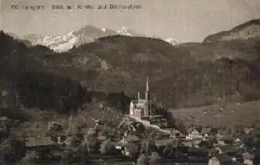 Lungern Schweiz Kirche und Berneralpen * ca. 1920